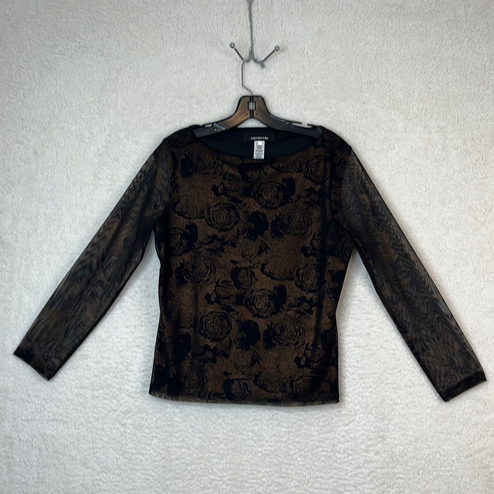 Womens Jones New York Sheer Long Sleeve Top SIZE MEDIUM